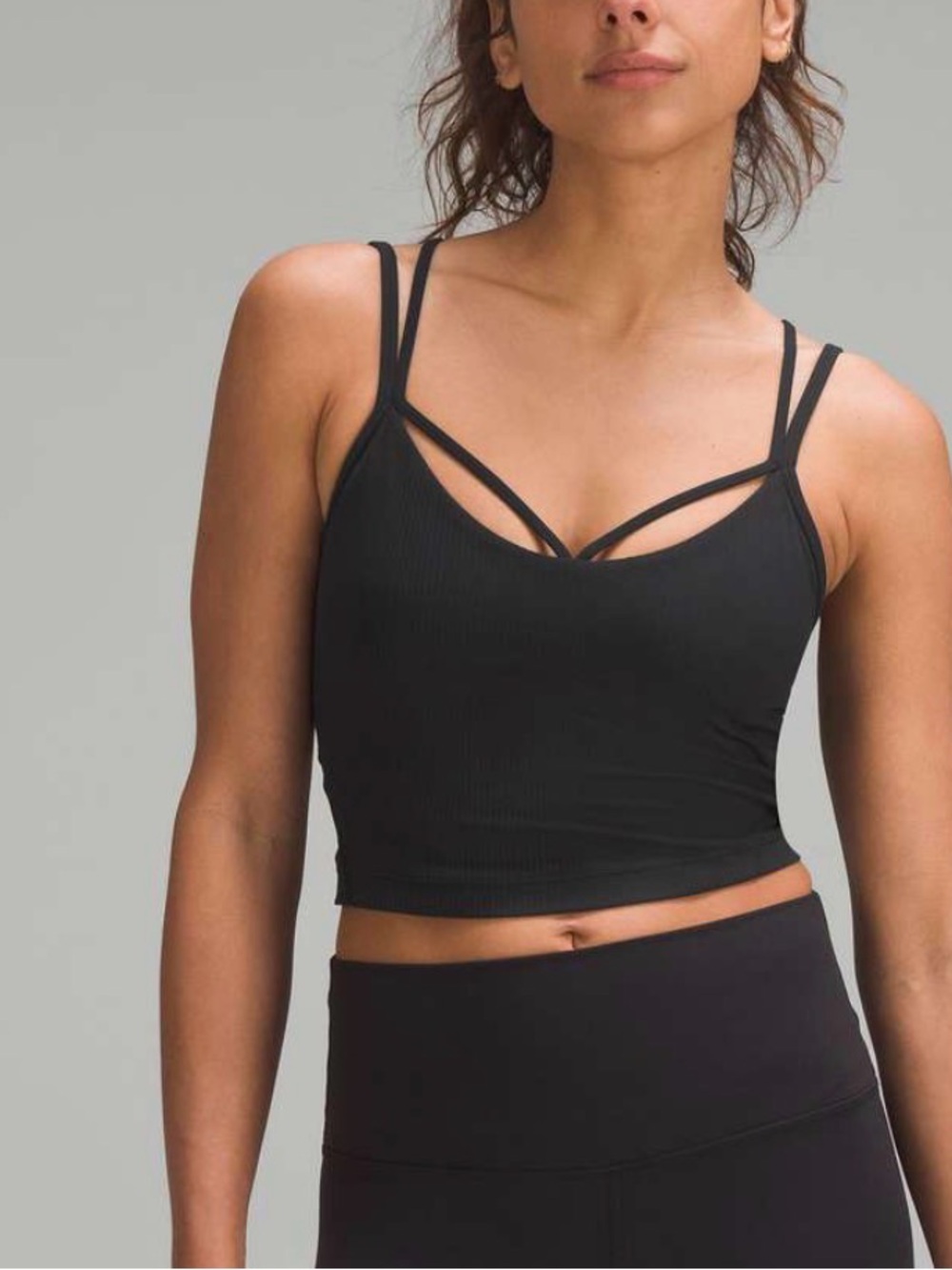 Lululemon Womens Align Strappy Ribbed Tank Top Black Size 2 Athleisure Gym Yoga